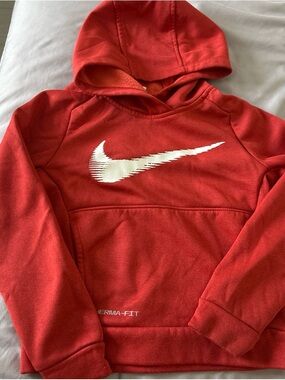 Nike Red Hoodie with White Swoosh Detail